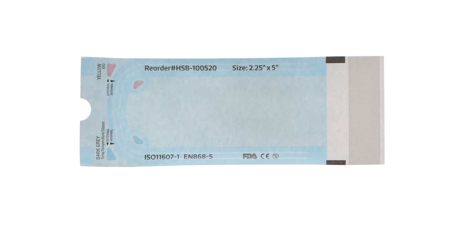 House Brand Dentistry 100520 Paper/Blue Film Self-Sealing Sterilization Pouches 2.25 House Brand Dentistry 100520 Paper/Blue Film Self-Sealing Sterilization Pouches 2.25